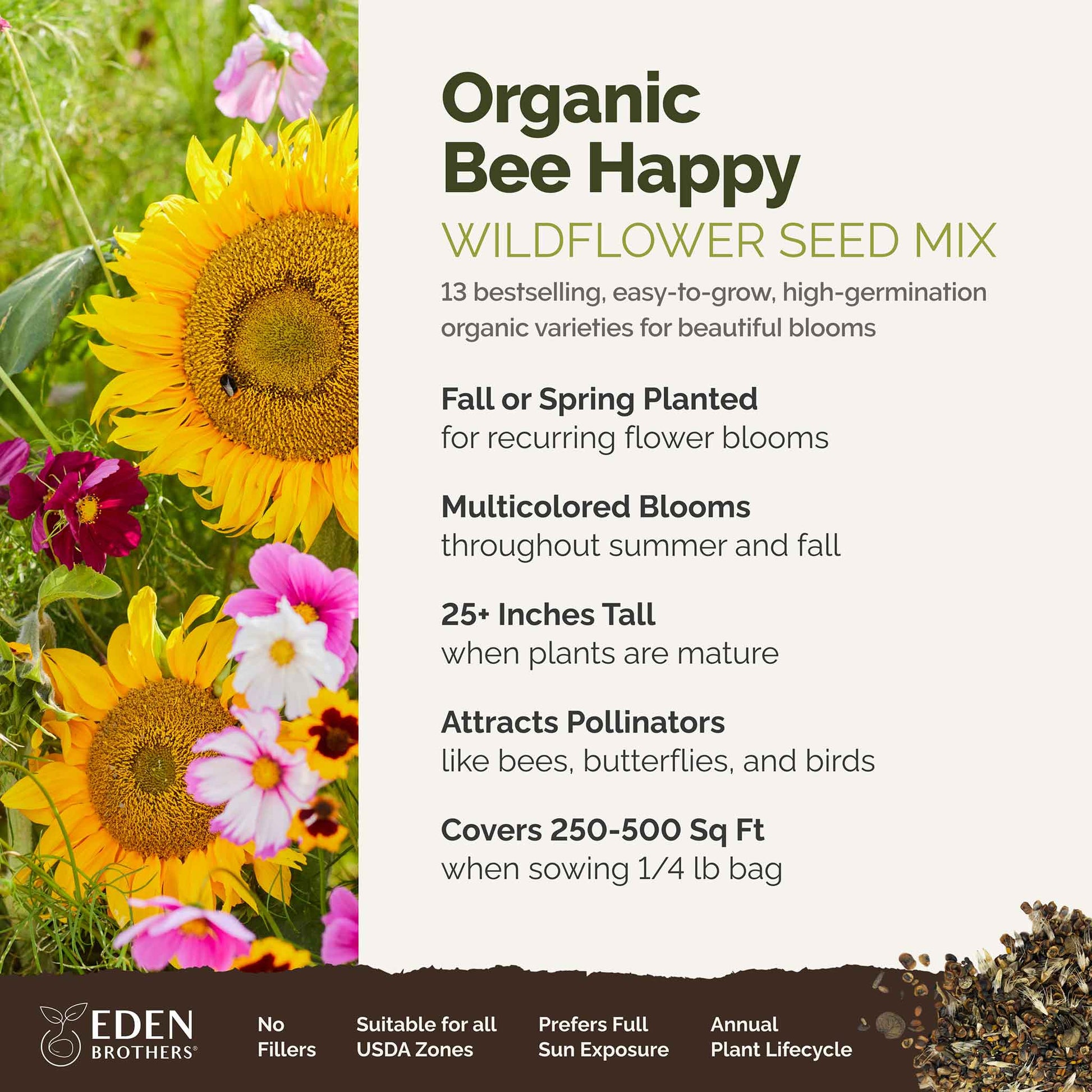 organic wildflower seeds bulk Bulk Organic Bee Attractor Wildflower Mix