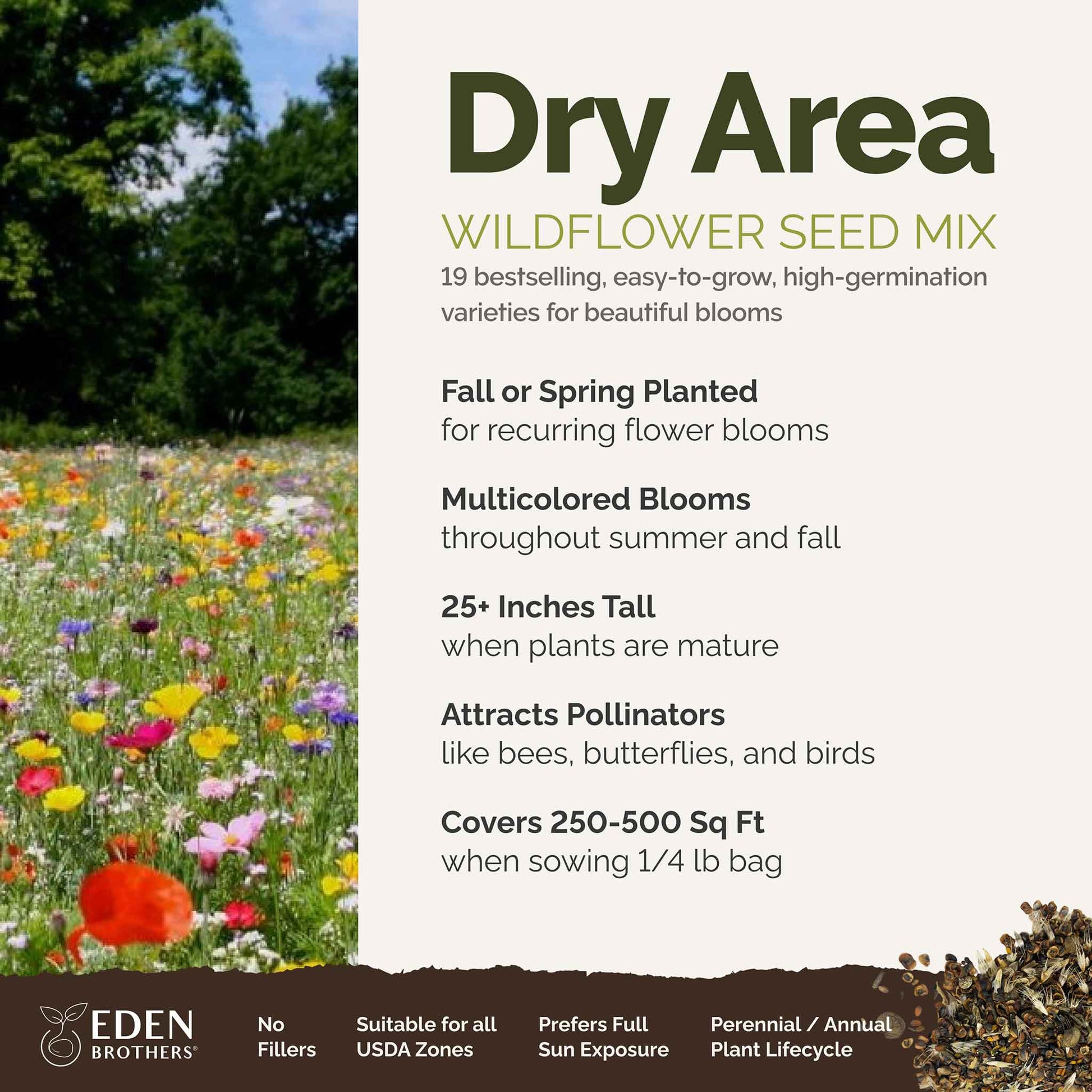 25 lb bag of wildflower seeds Bulk Dry Area Wildflower Seed Mix