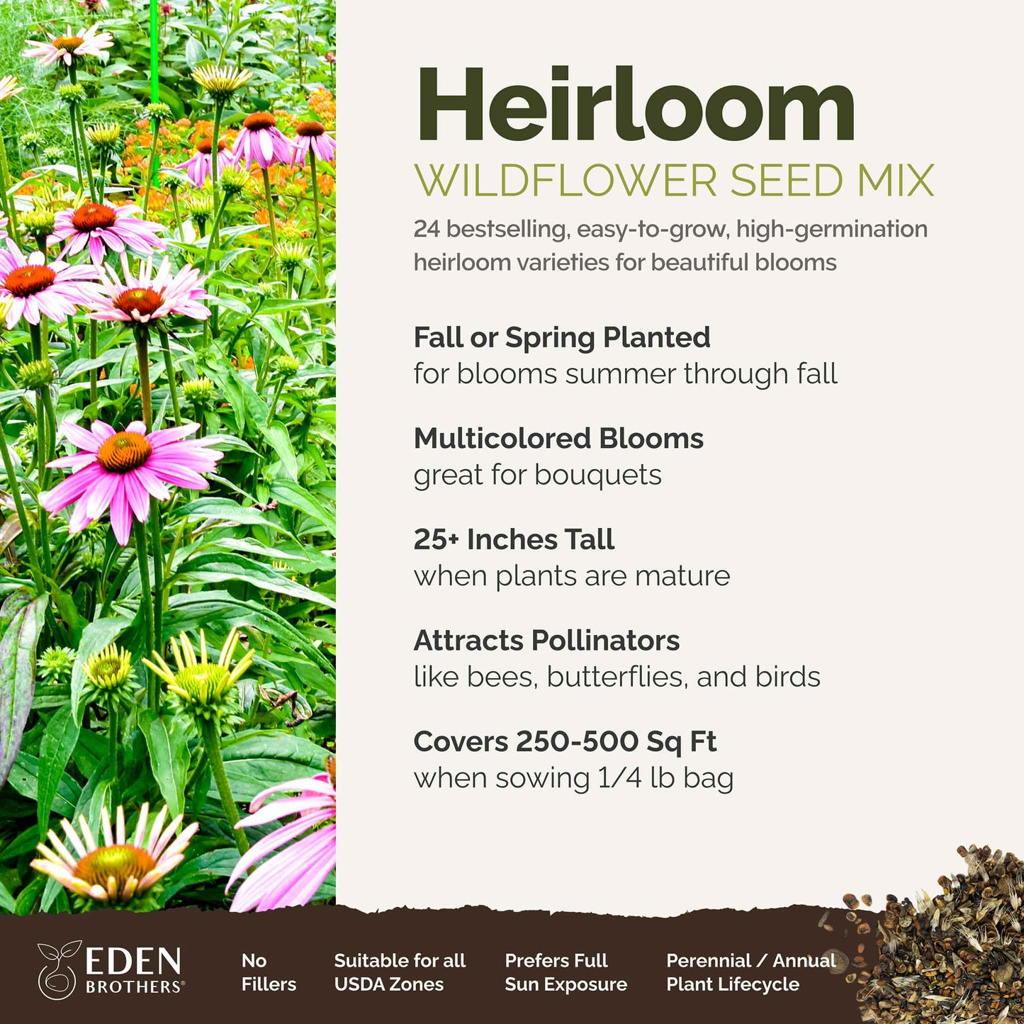 heritage wildflower seeds Bulk Heirloom Wildflower Seed Mix