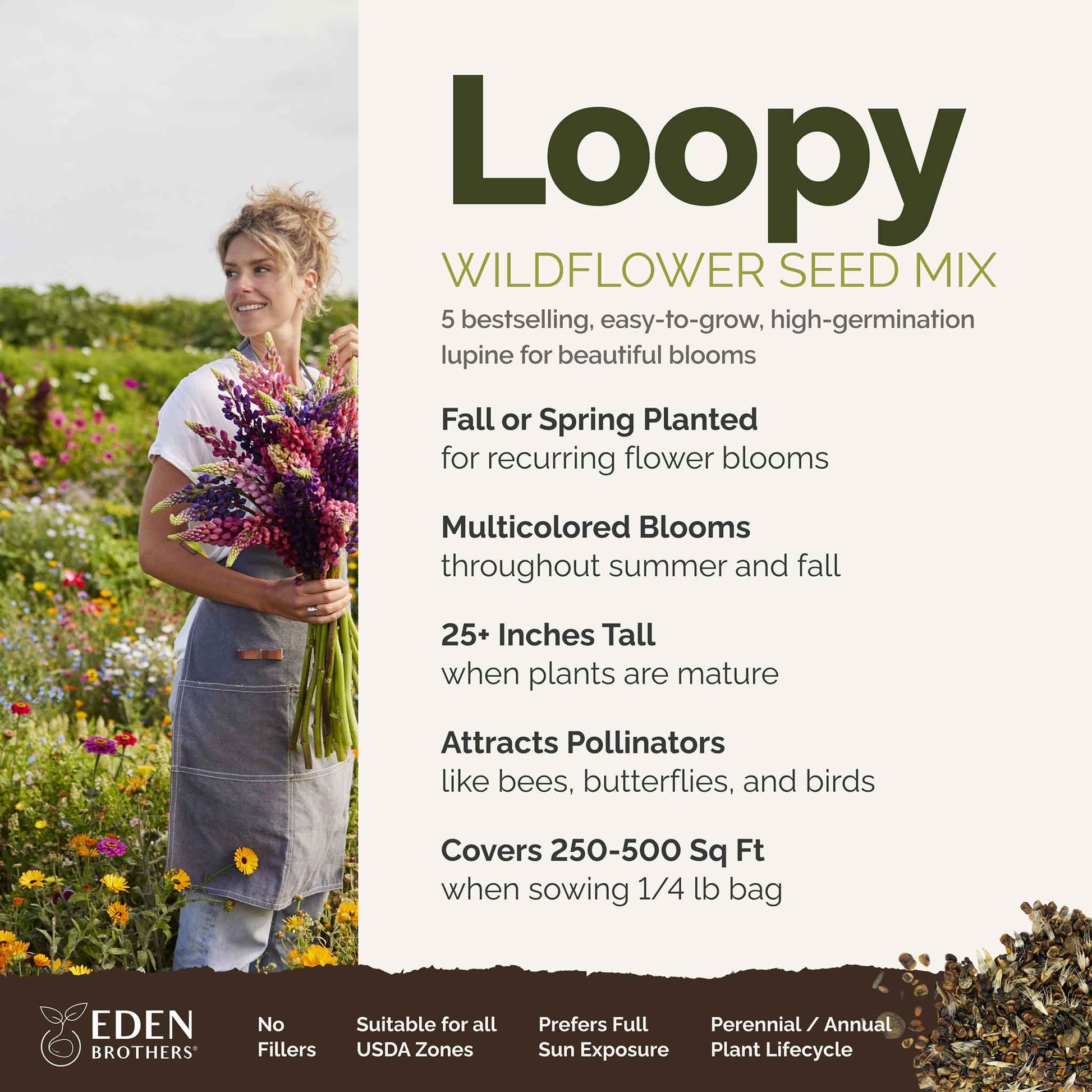 sack of wildflower seeds Bulk Loopy - Lupine Flower Seed Mix