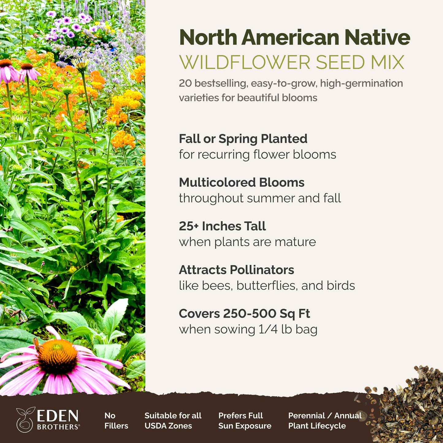 native american plant seeds Bulk North American Native Wildflower Seed Mix 1/4 Pound