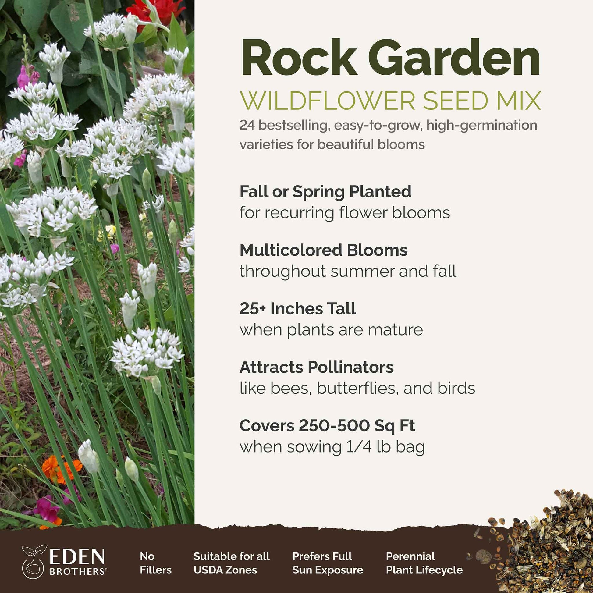 eden brothers wildflower seeds Bulk Rock Garden Perennial Wildflower Seed Mix 1 Ounce