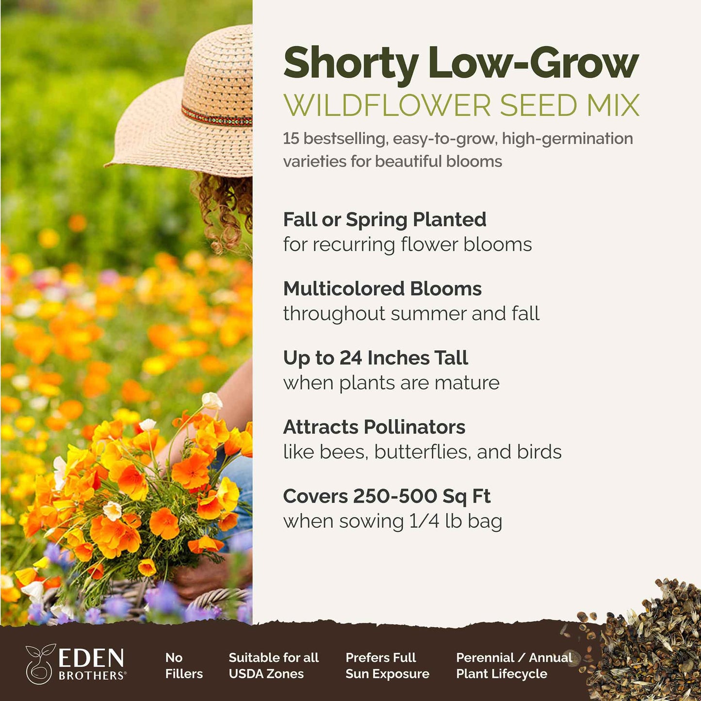 should i cover wildflower seeds with straw Bulk Shorty Low-Grow Wildflower Seed Mix 1/4 Pound